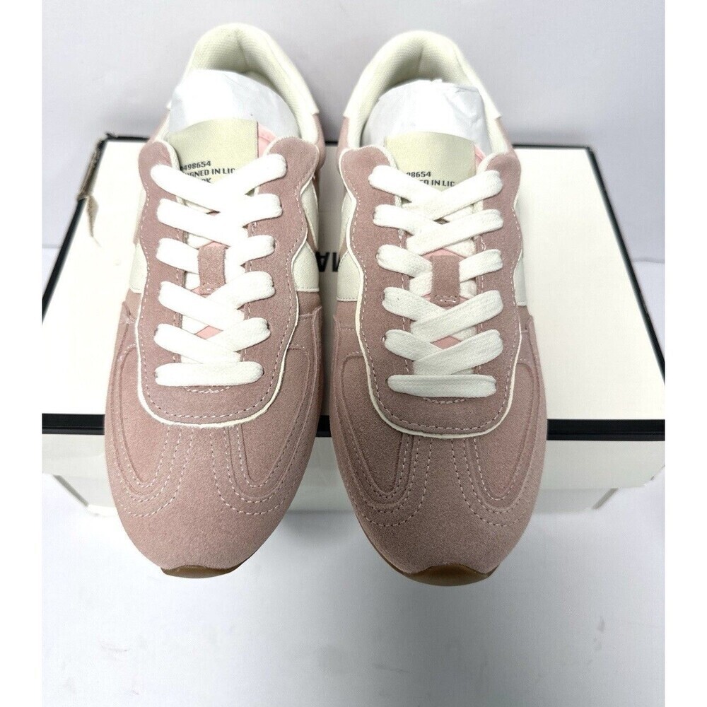 Steve Madden Abbi Sneakers Womens Size 8 Pink Multi Suede Leather Retro Shoes - Picture 2 of 9